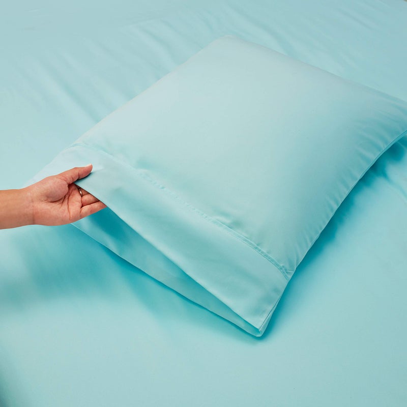 Nestl Queen Size Sheet Set, 4 Piece Extra Deep Pocket (18-24 inches), Microfiber, Hotel Luxury, Soft, Breathable, Wrinkle-Free, Easy to Care, Light Blue - Image 5